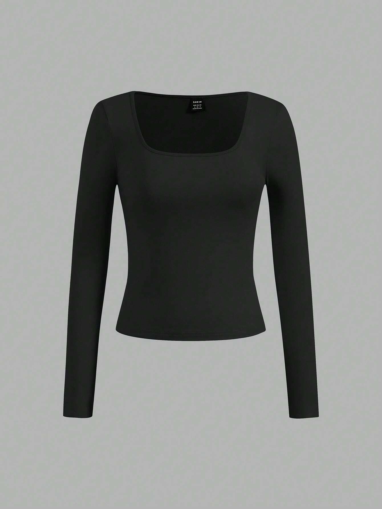 EZwear 3pcs/Set Women Plus Size Casual Square Neck T-Shirts, Suitable For Spring And Autumn And Winter Fall