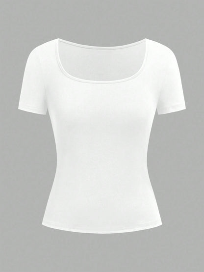 EZwear 3pcs Women's Short Sleeve Cropped Casual Fitted T-Shirts, Suitable For Summer