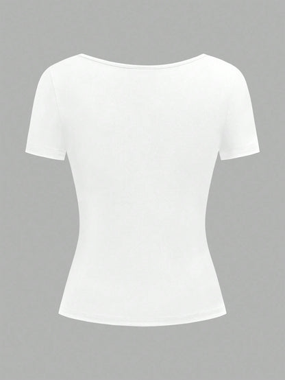 EZwear 3pcs Women's Short Sleeve Cropped Casual Fitted T-Shirts, Suitable For Summer