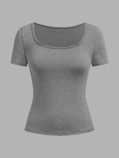 EZwear 3pcs Women's Short Sleeve Cropped Casual Fitted T-Shirts, Suitable For Summer