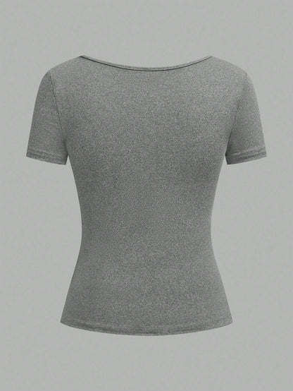 EZwear 3pcs Women's Short Sleeve Cropped Casual Fitted T-Shirts, Suitable For Summer