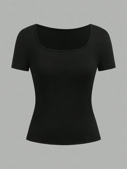 EZwear 3pcs Women's Short Sleeve Cropped Casual Fitted T-Shirts, Suitable For Summer