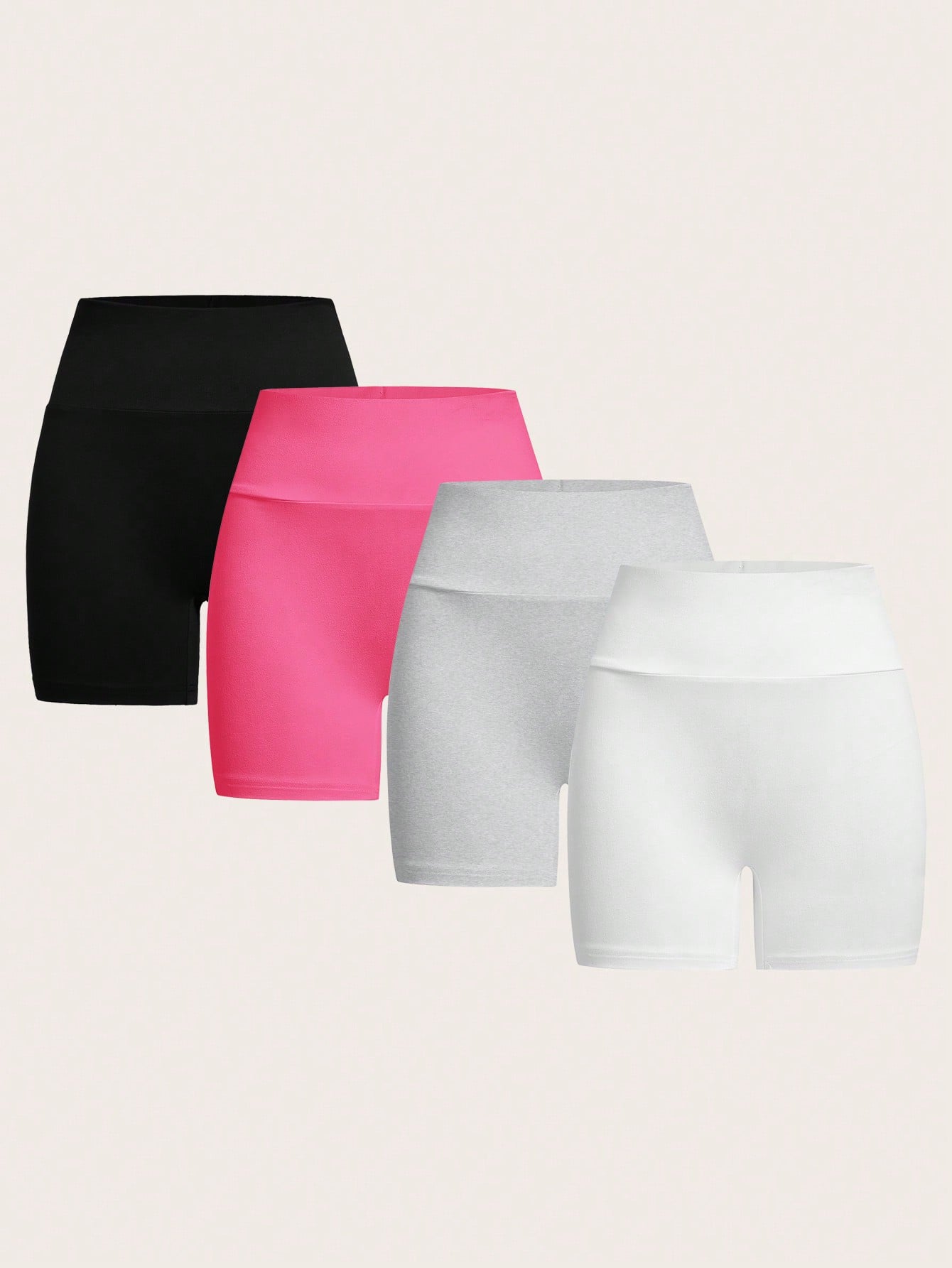 EZwear 4pcs Casual Knit Leggings For Women, Short Fit Pants, Suitable For Summer