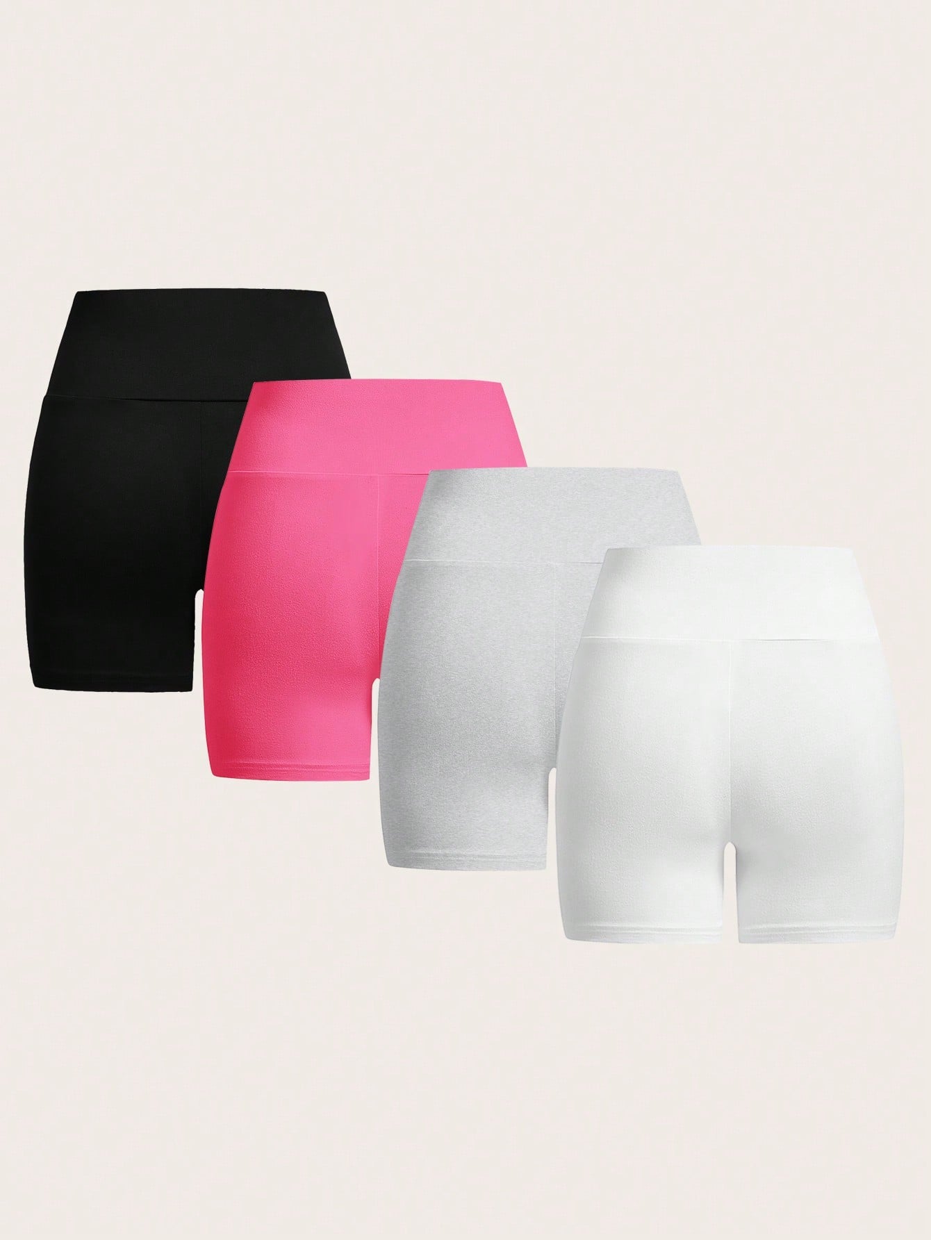 EZwear 4pcs Casual Knit Leggings For Women, Short Fit Pants, Suitable For Summer