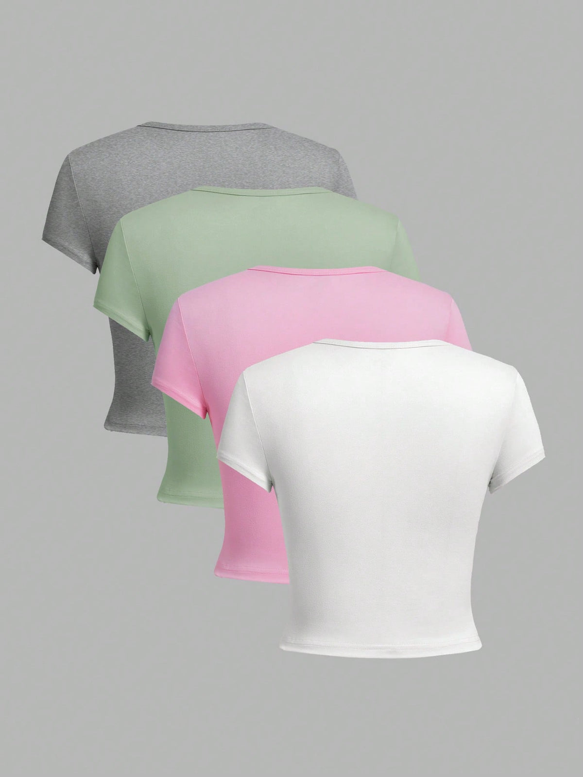 EZwear 4pcs Casual Round Neck Slim Short Sleeve Women's T-Shirt, Suitable For Summer Suitable For Going Out