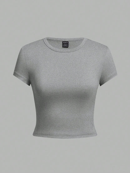 EZwear 4pcs Casual Round Neck Slim Short Sleeve Women's T-Shirt, Suitable For Summer Suitable For Going Out