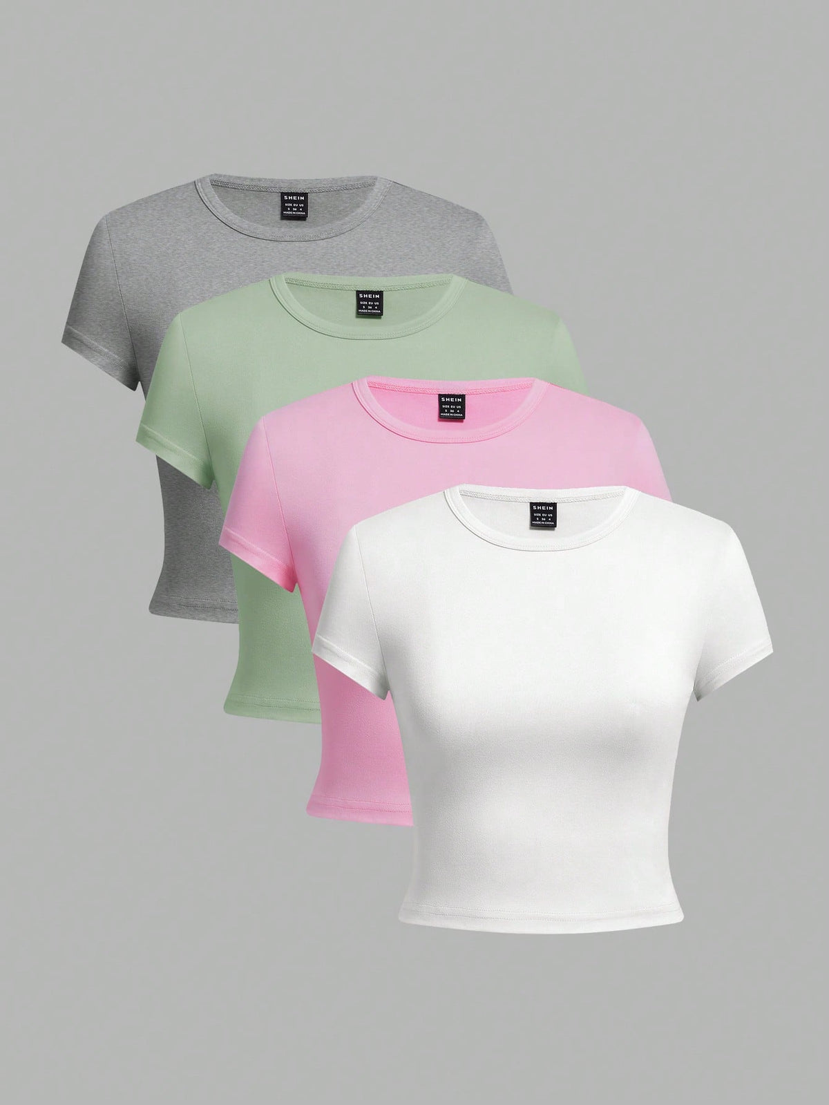 EZwear 4pcs Casual Round Neck Slim Short Sleeve Women's T-Shirt, Suitable For Summer Suitable For Going Out