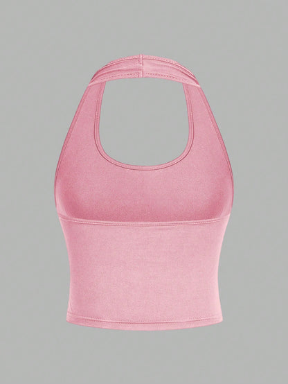 EZwear 4pcs/Set Casual Minimalist Short Scoop Neck Tight Fit Camisole Tops For Women, Suitable For Summer,Summer Top