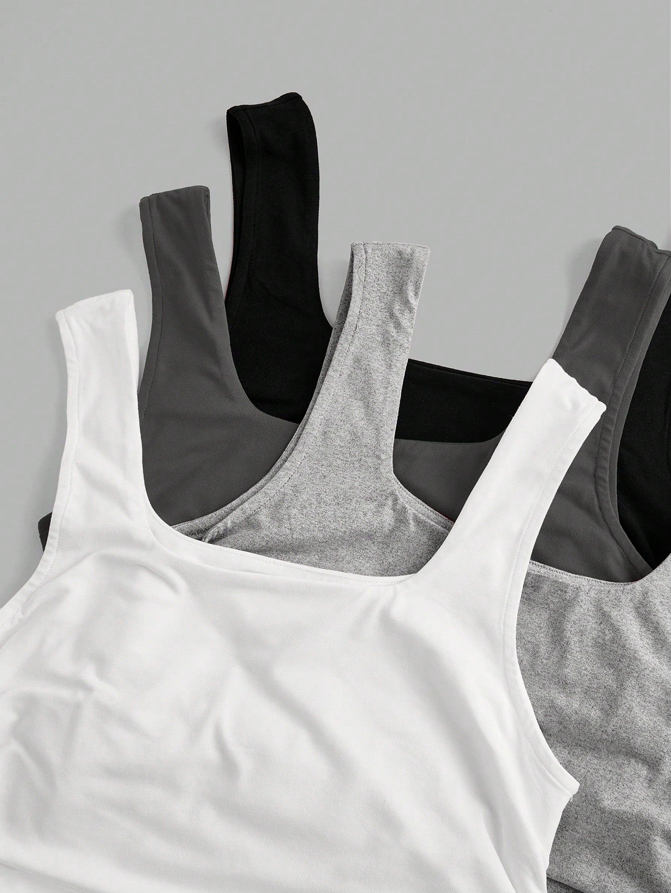 EZwear 4pcs/Set Colorful Casual Cropped Plus Size Tank Tops, 3 Packs Tops, Tight Tops, Workout Tops,Business Casual Woman,Back To School