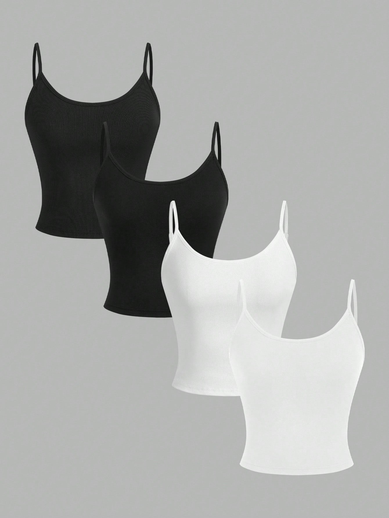 EZwear 4pcs Women Casual Cropped Camisole Set, Versatile For Summer