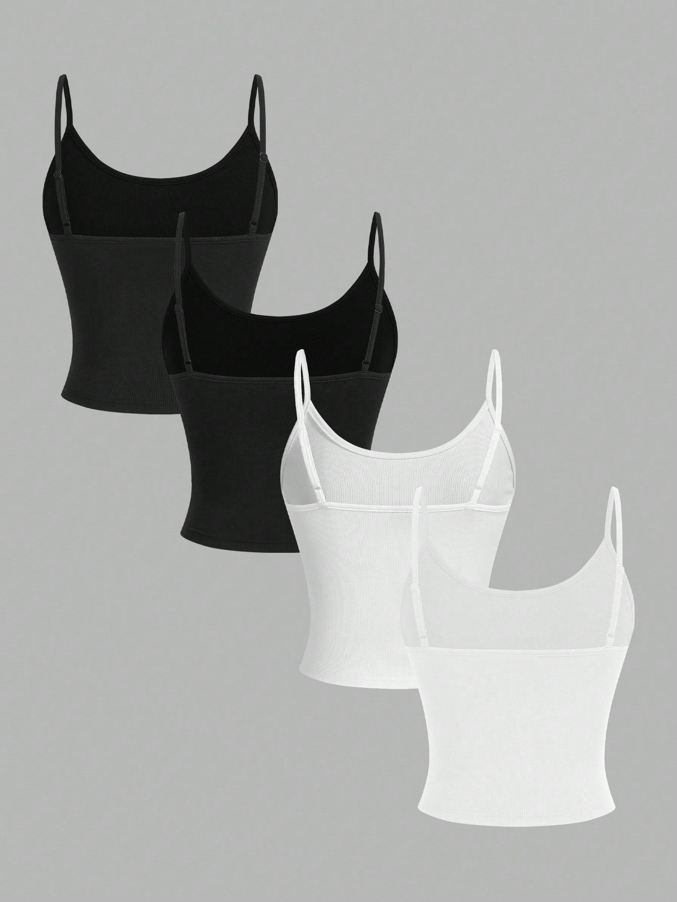 EZwear 4pcs Women Casual Cropped Camisole Set, Versatile For Summer