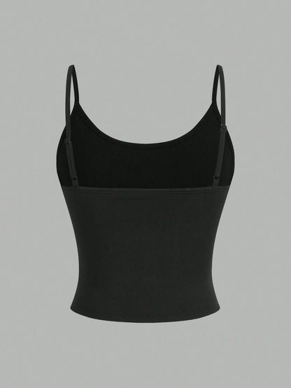 EZwear 4pcs Women Casual Cropped Camisole Set, Versatile For Summer