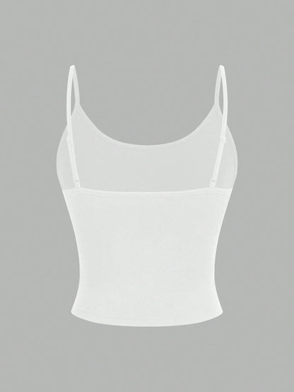 EZwear 4pcs Women Casual Cropped Camisole Set, Versatile For Summer