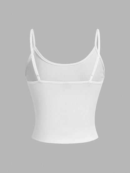 EZwear 4pcs Women Casual Cropped Camisole Set, Versatile For Summer