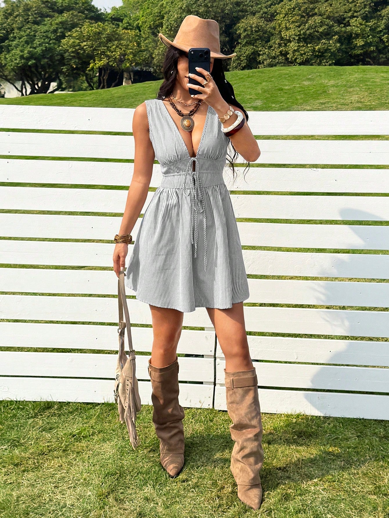 EZwear Blue Woven Sleeveless Striped Mini Dress For Women,Summer Dresses For Women