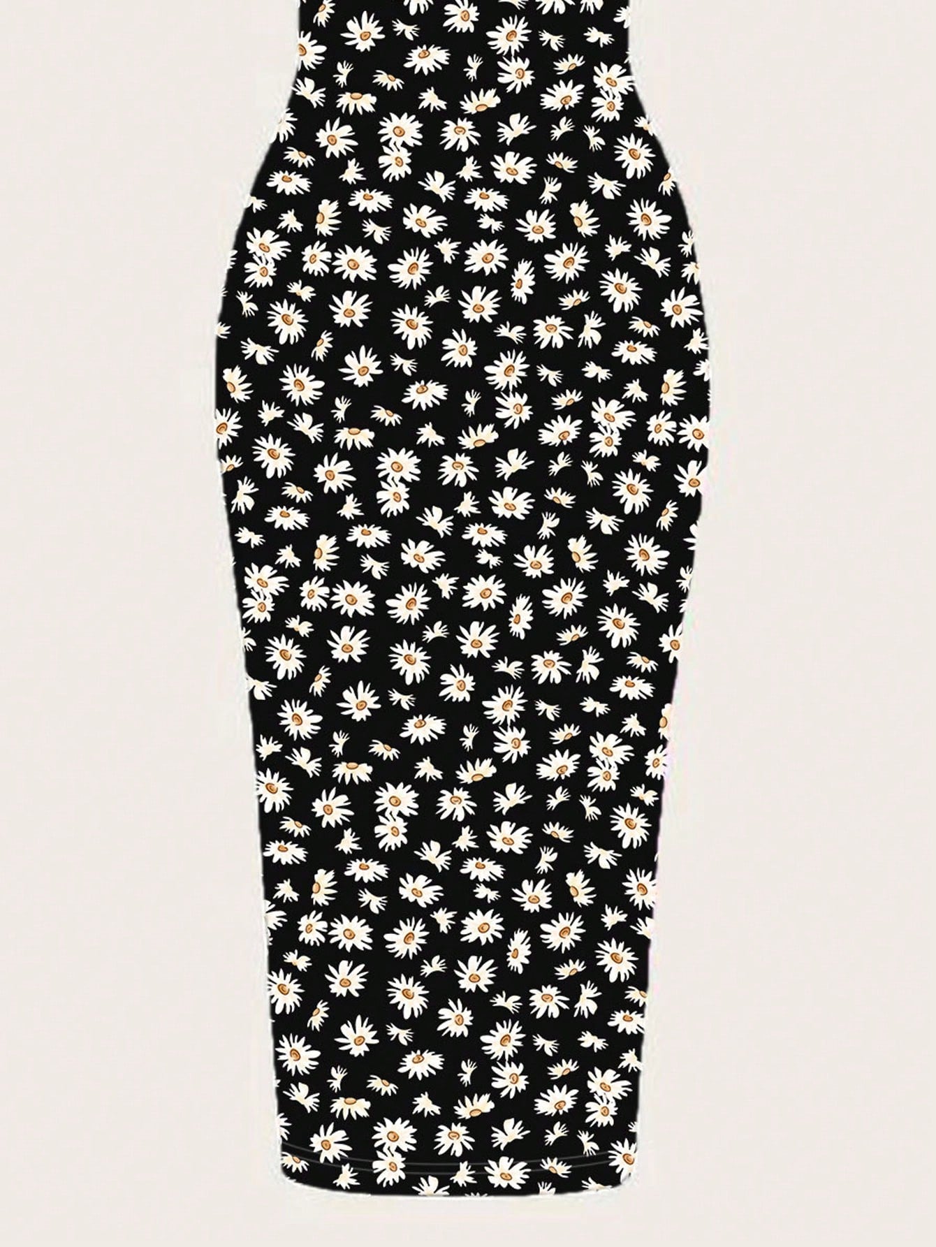 EZwear Casual Minimalist Full-Print Fitted Spaghetti Strap Maxi Dress For Summer, Daisy Print, Ditsy Floral