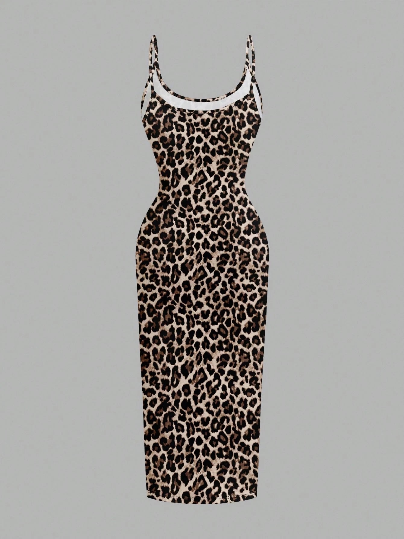 EZwear Casual Minimalist Full-Print Fitted Spaghetti Strap Maxi Dress For Summer, Daisy Print, Ditsy Floral