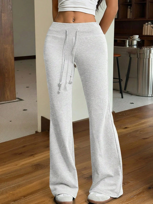 EZwear Drawstring Waist Flare Leg Sweatpants