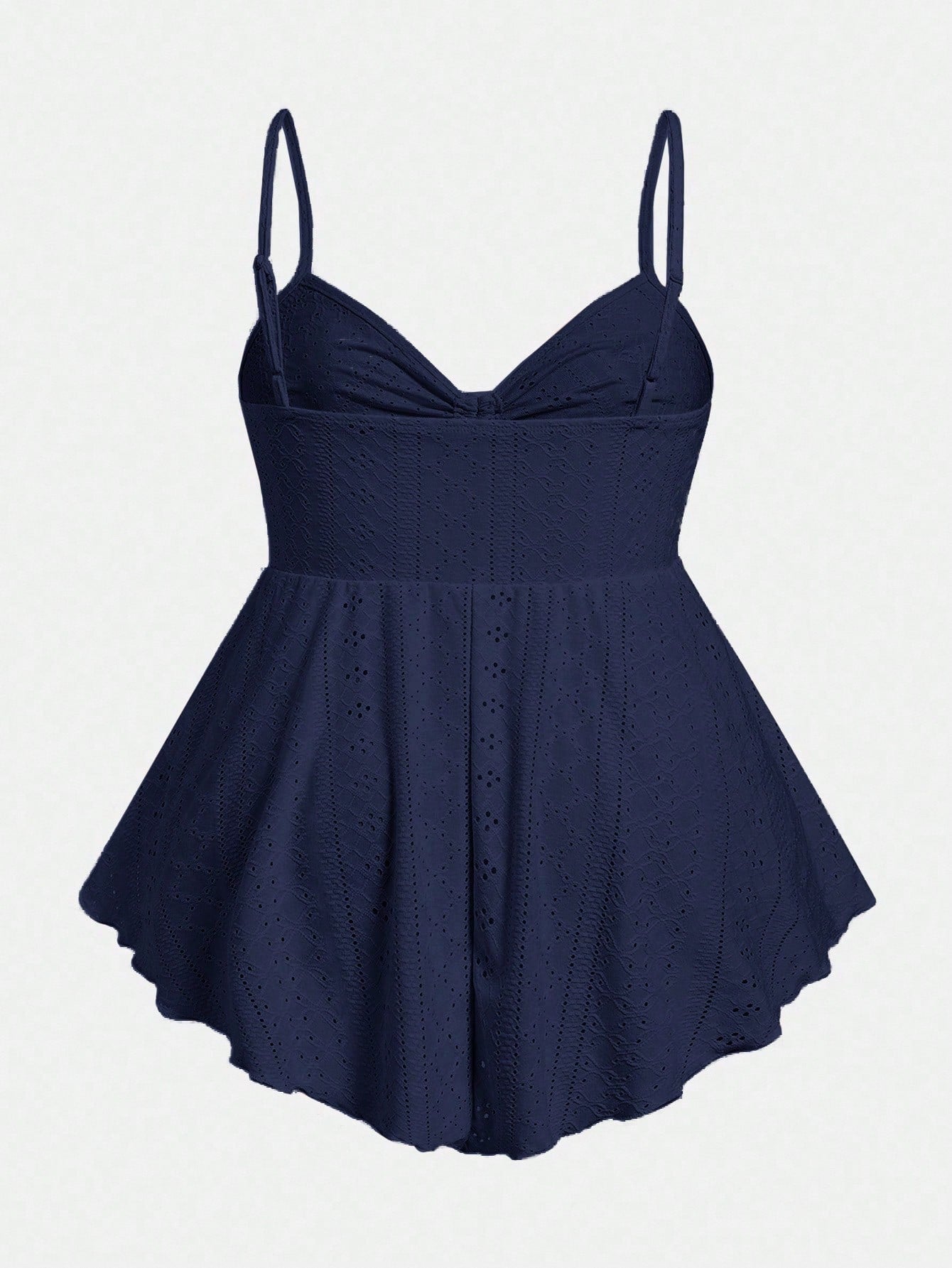 EZwear Navy Blue Knit Plus Size Women Front Tie Camisole, Summer Tops