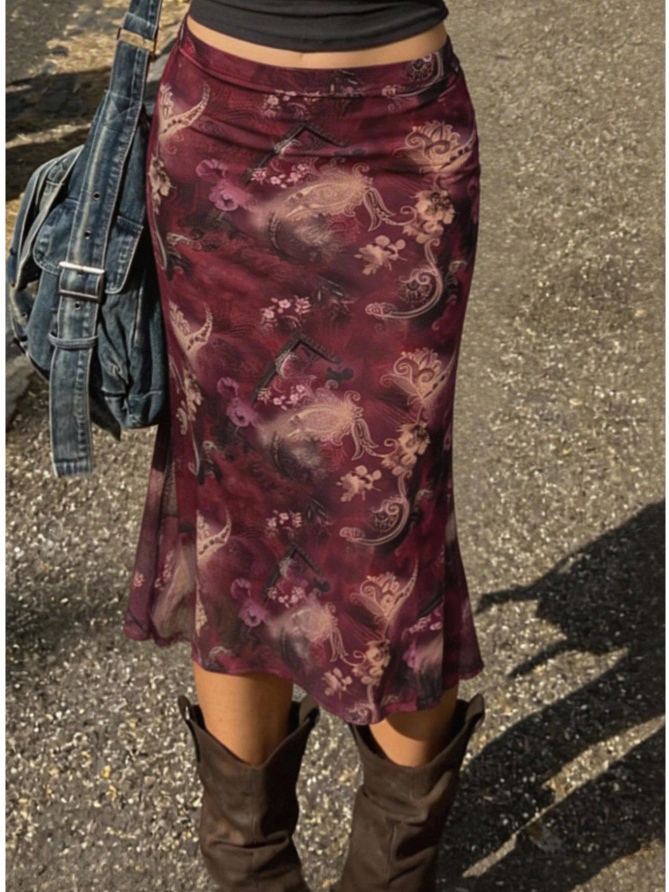 EZwear New Summer Music Festival Printed Mesh Fashionable Bodycon Skirt For Women, Suitable For Everyday Wear