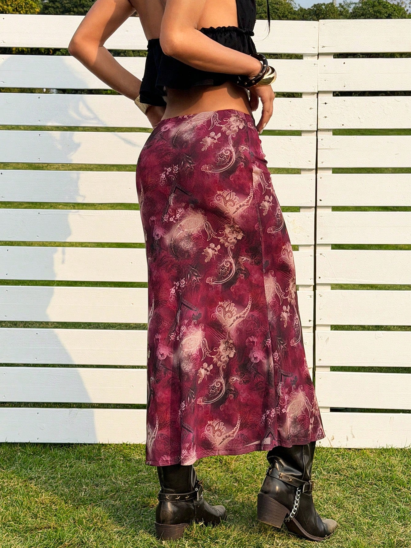 EZwear New Summer Music Festival Printed Mesh Fashionable Bodycon Skirt For Women, Suitable For Everyday Wear