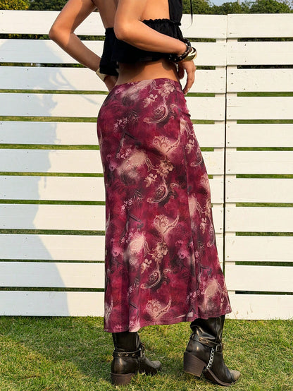 EZwear New Summer Music Festival Printed Mesh Fashionable Bodycon Skirt For Women, Suitable For Everyday Wear