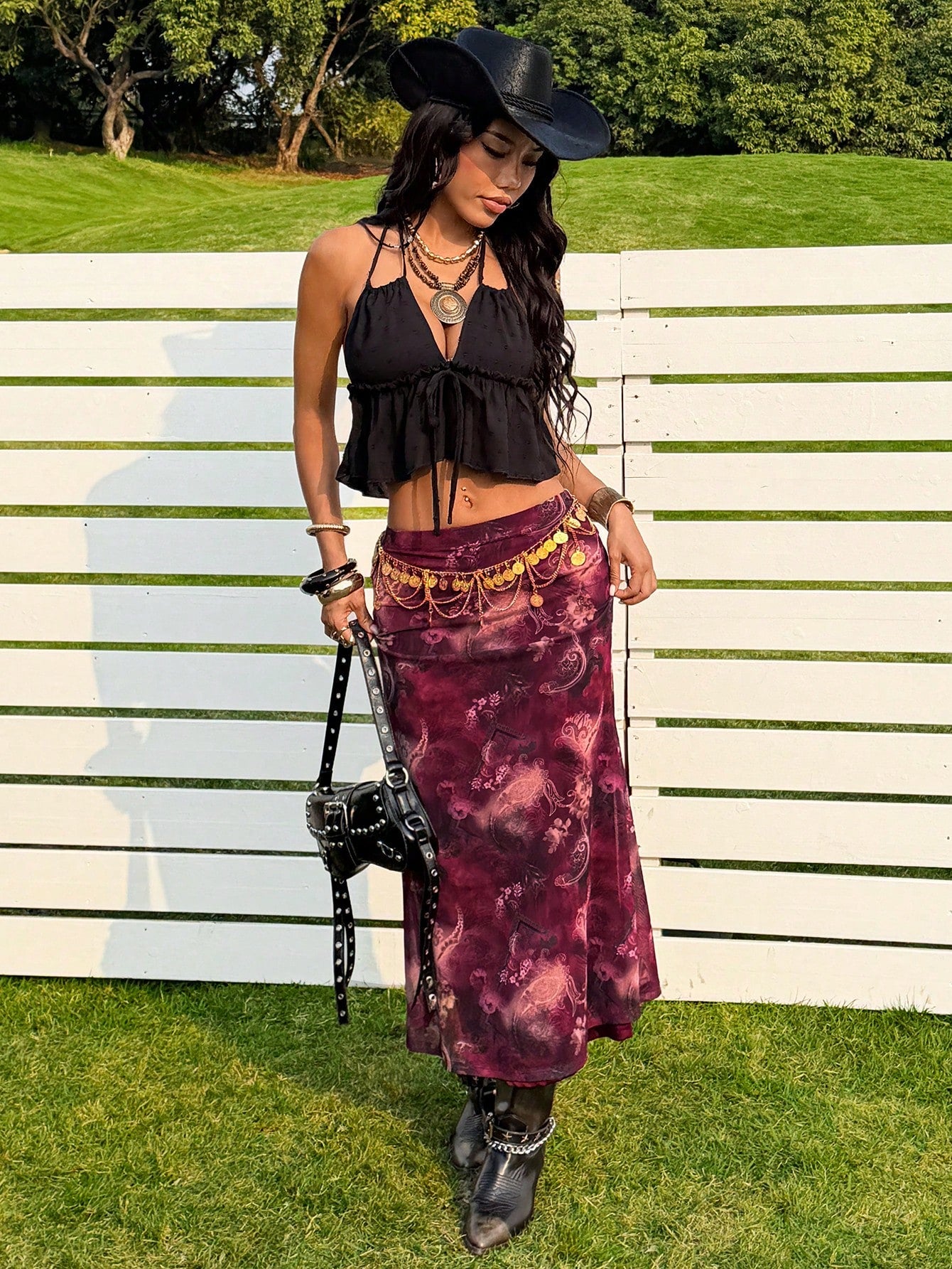 EZwear New Summer Music Festival Printed Mesh Fashionable Bodycon Skirt For Women, Suitable For Everyday Wear