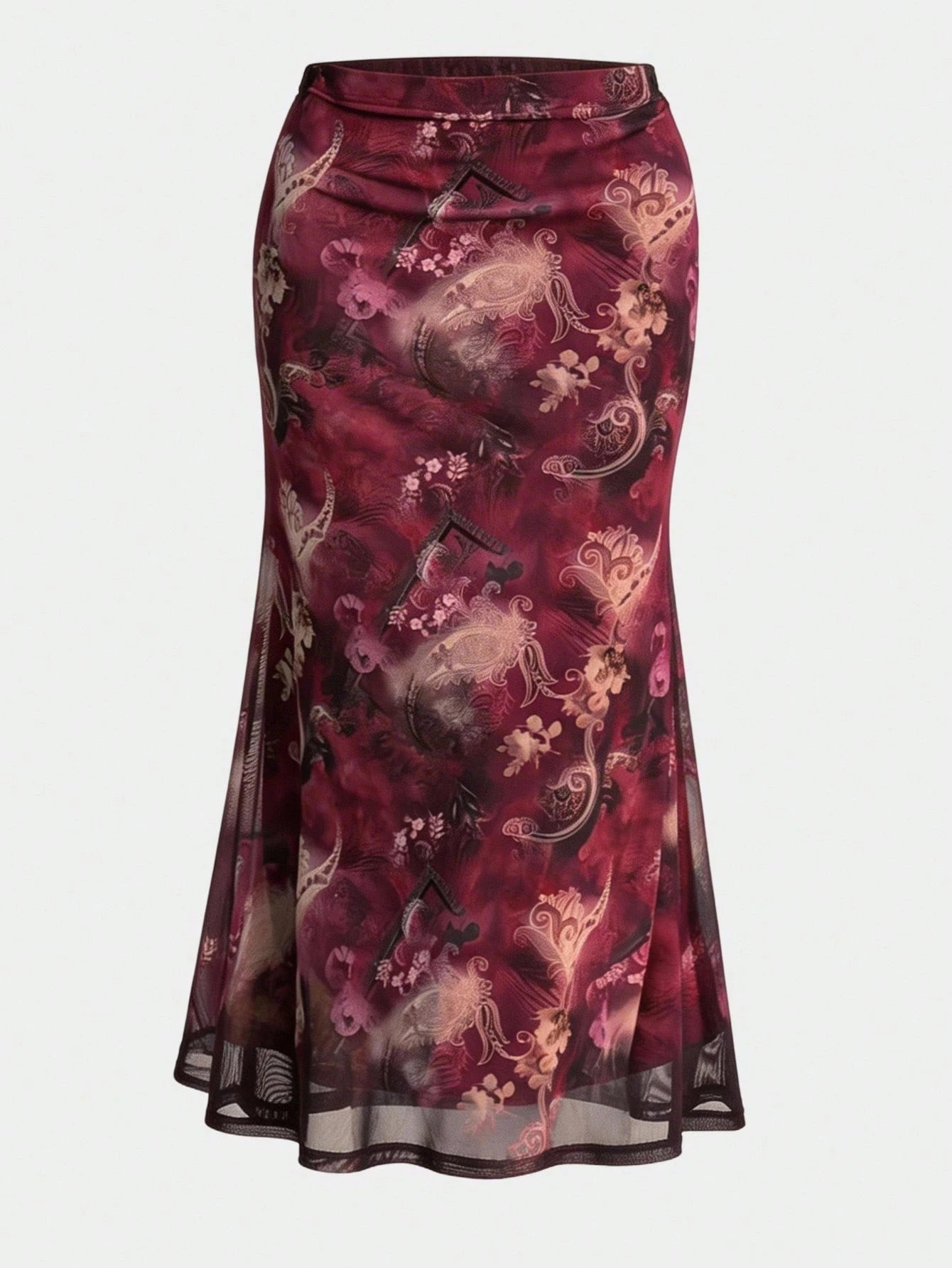 EZwear New Summer Music Festival Printed Mesh Fashionable Bodycon Skirt For Women, Suitable For Everyday Wear