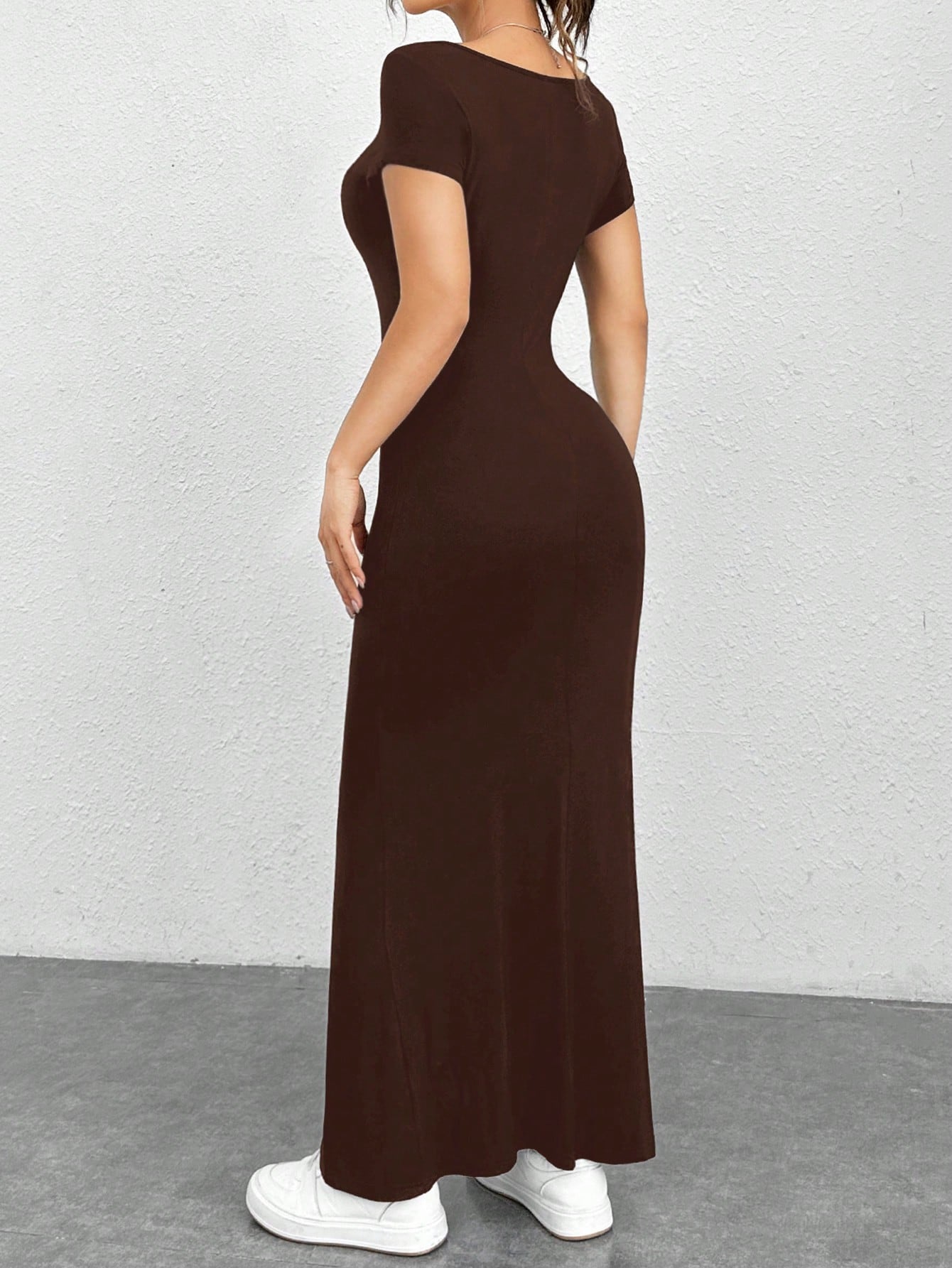 EZwear Summer Outfits Square Neck Mermaid Hem Bodycon Dress