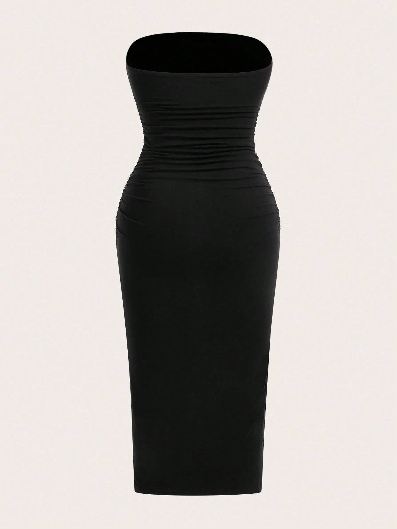 EZwear Two-Piece Set Set Multi-Color Women's Ruched Bandeau Side Slit Hem Knit Dress