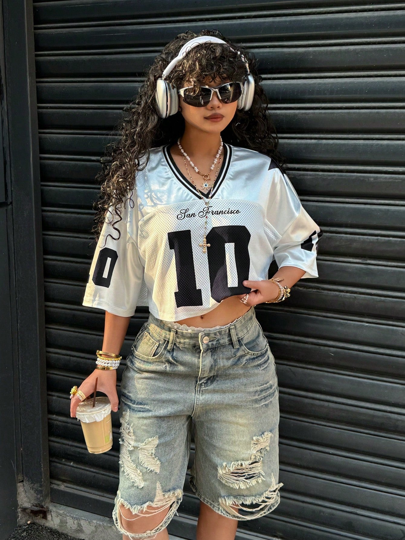 EZwear Women's Casual V-Neck Loose Short 5th Sleeve Mesh T-Shirt, Suitable For Summer And Sports, Digital 01 Print Back To School Chic