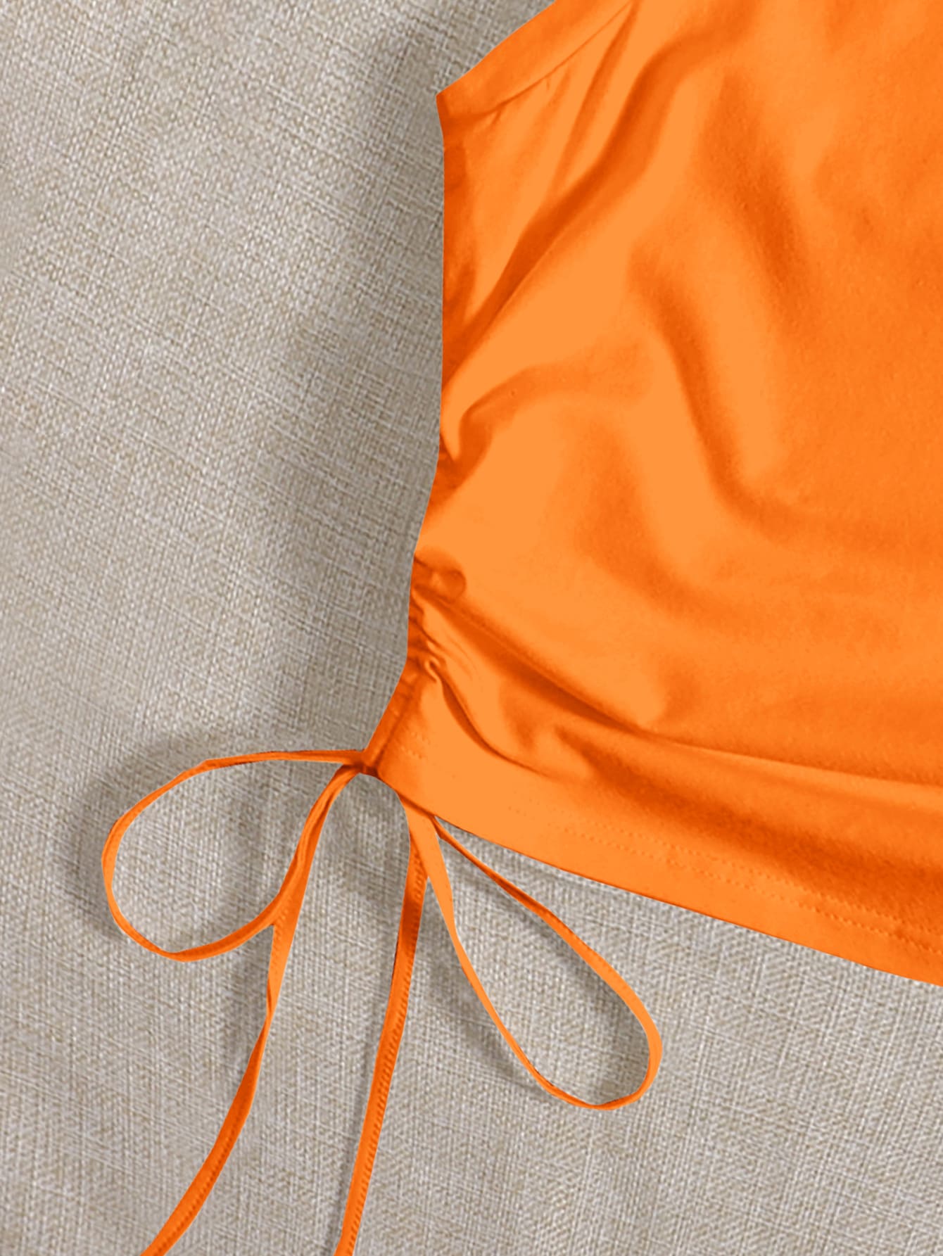 EZwear Women's Solid Color Round Neck Side Drawstring Casual Knit Tank Top