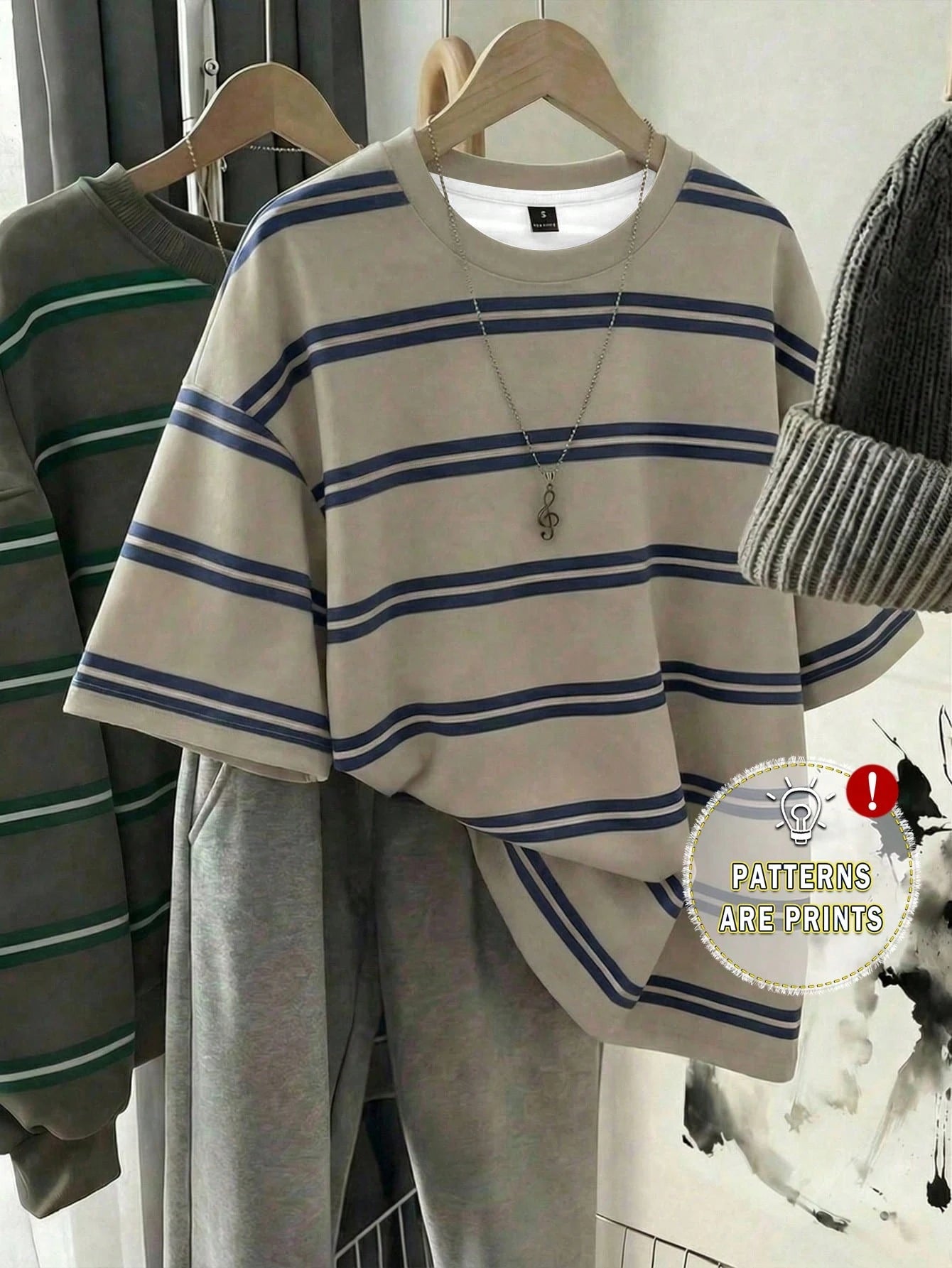 EZwear Women's Stripe Summer Casual T-Shirt, Korean Fashion Round Neck Top, Back-To-School School Style, Versatile Y2K Elegant Outing