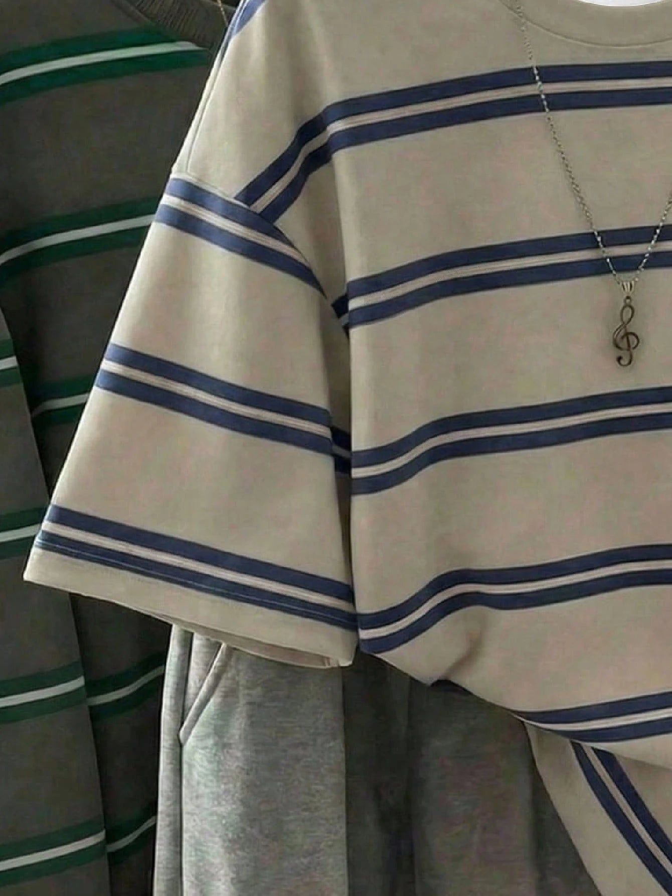 EZwear Women's Stripe Summer Casual T-Shirt, Korean Fashion Round Neck Top, Back-To-School School Style, Versatile Y2K Elegant Outing