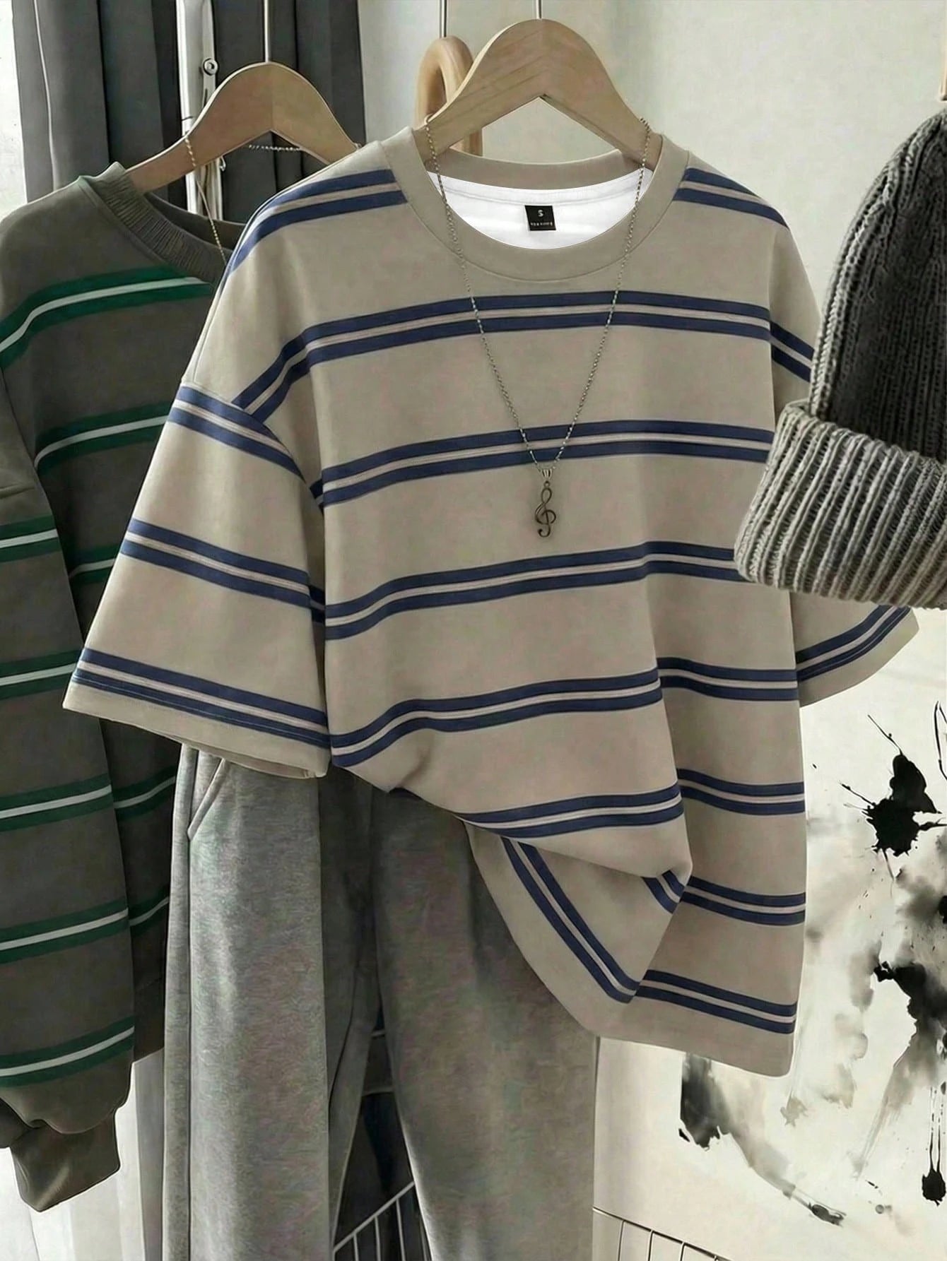 EZwear Women's Stripe Summer Casual T-Shirt, Korean Fashion Round Neck Top, Back-To-School School Style, Versatile Y2K Elegant Outing
