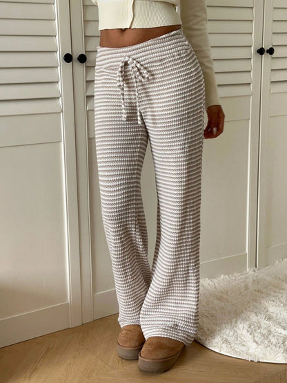 EZwear Women's Tie Waist Striped Straight Leg Loose Casual Pants,Fall,Fall Clothes For Women