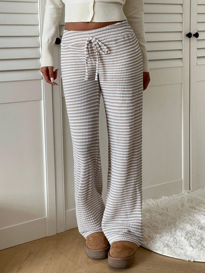 EZwear Women's Tie Waist Striped Straight Leg Loose Casual Pants,Fall,Fall Clothes For Women