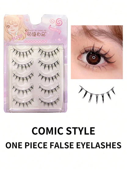 False Eyelashes,5Pairs Reusable Comic Style False Eyelashes Reusable Full False Lashes Manga Sense False Eyelashes