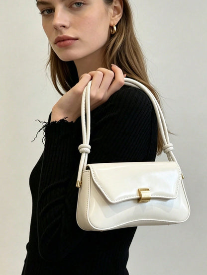 Fashion Flap Shoulder Bag For Women Solid Color Handbag Pu Leather Underarm Bag Adjustable Strap Baguette Bag For Gift Commuting Date Back To School