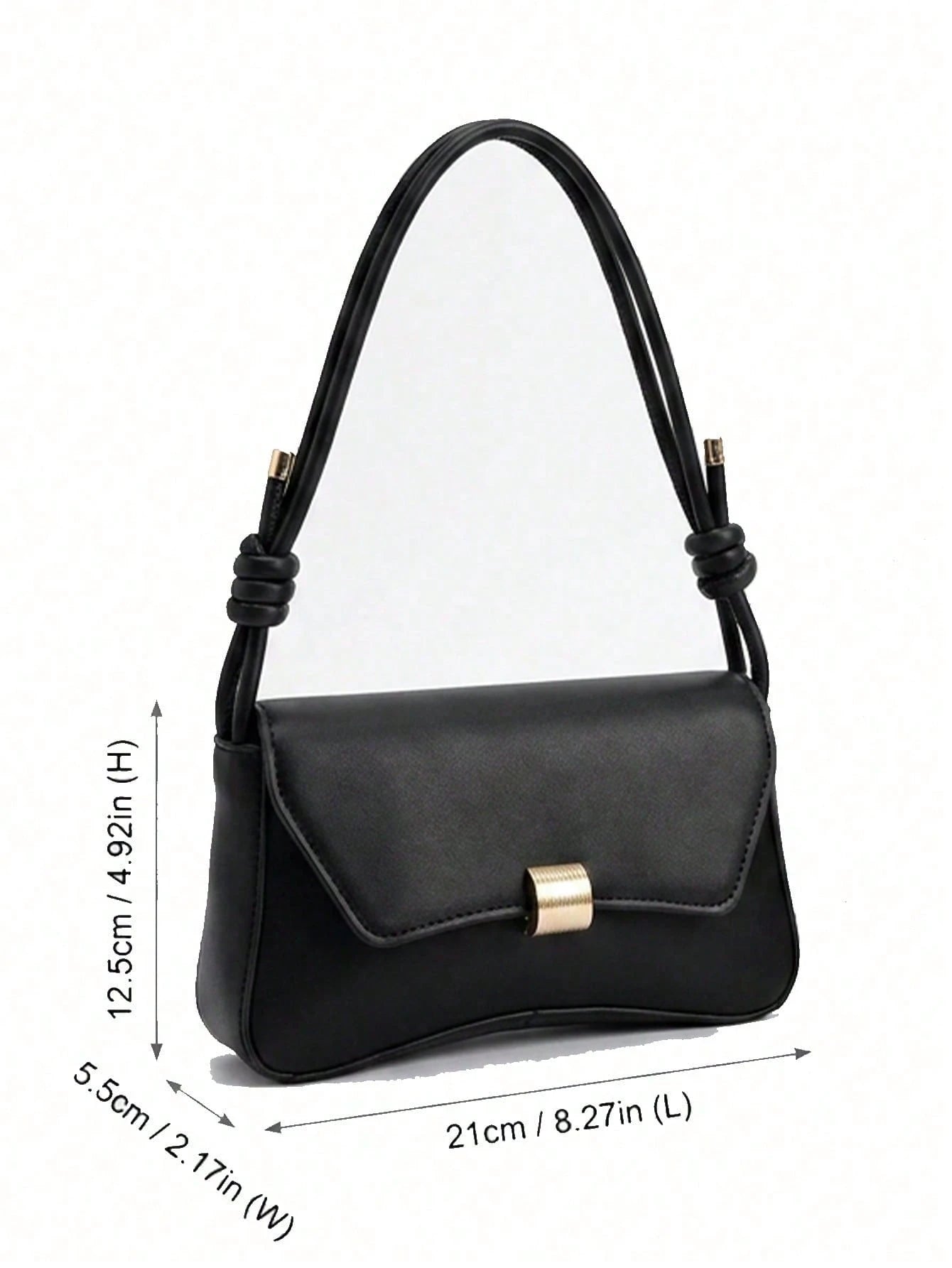 Fashion Flap Shoulder Bag For Women Solid Color Handbag Pu Leather Underarm Bag Adjustable Strap Baguette Bag For Gift Commuting Date Back To School