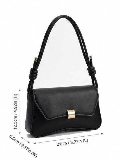 Fashion Flap Shoulder Bag For Women Solid Color Handbag Pu Leather Underarm Bag Adjustable Strap Baguette Bag For Gift Commuting Date Back To School
