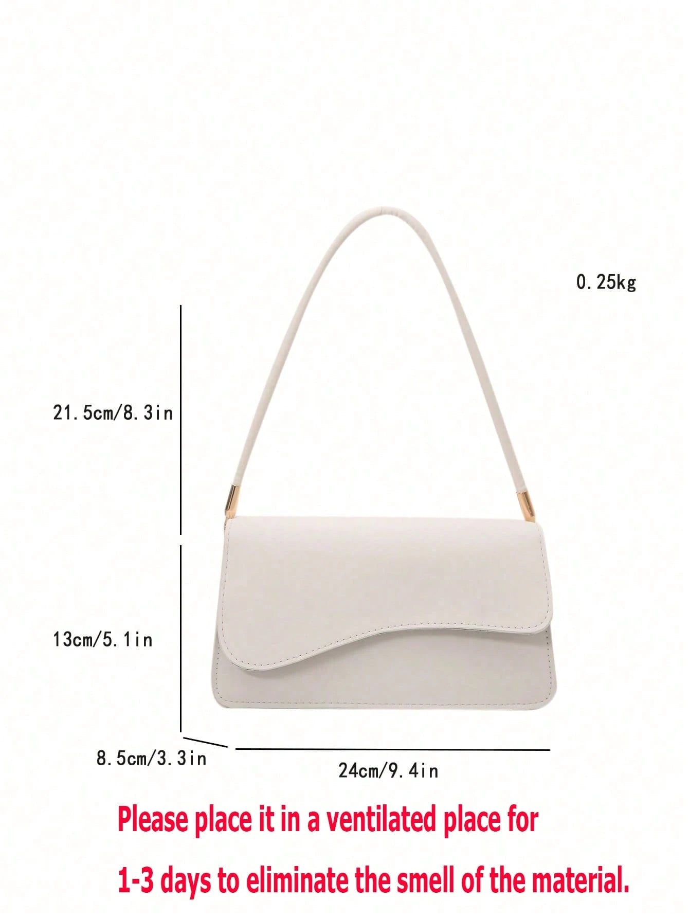 Fashion Solid Color Asymmetrical Flap Retro Minimalist Elegant Shoulder Bag, Small Bags, Cream Bag, White Bag