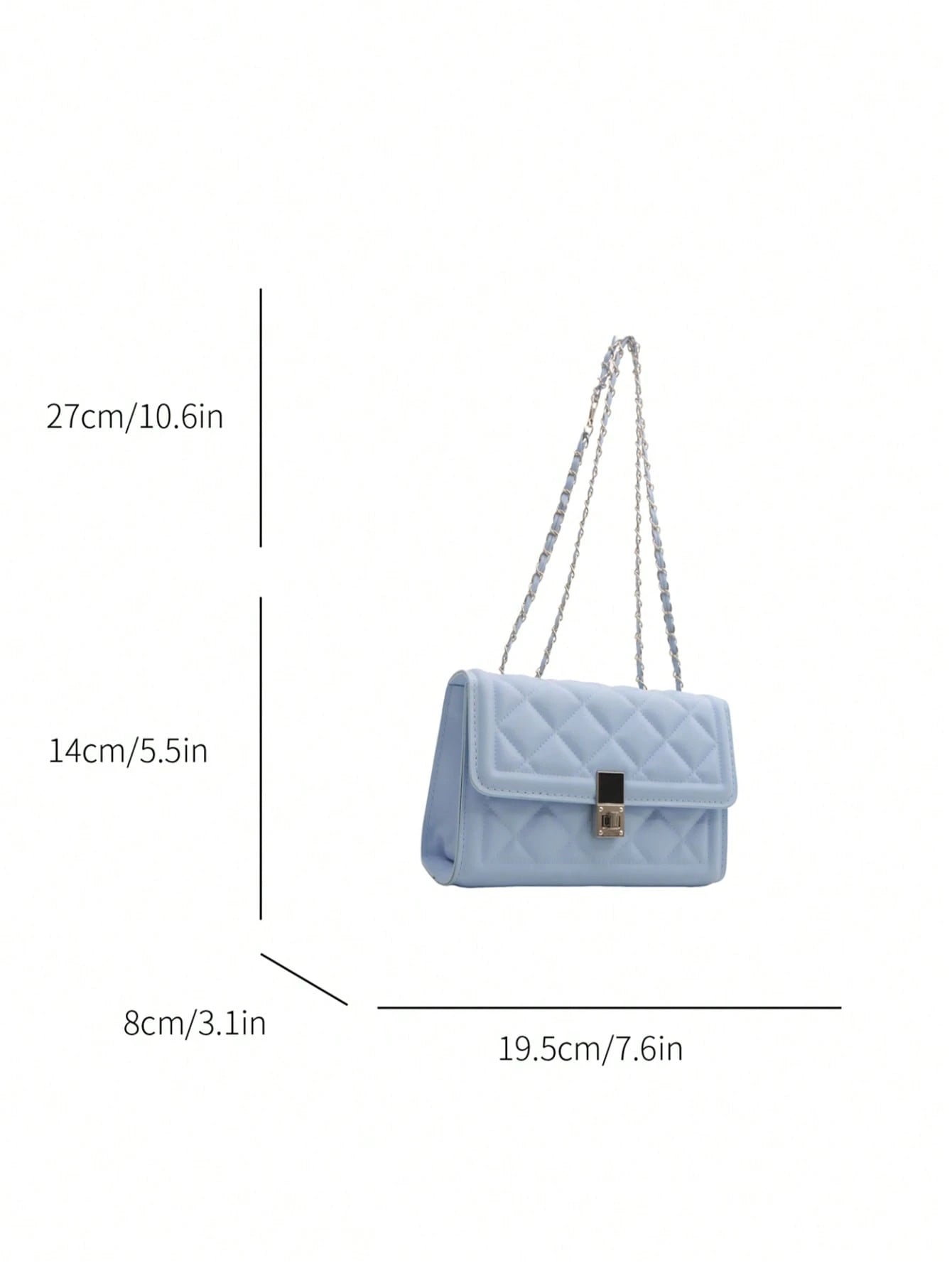 Fashion Solid Color Quilted Square Chain Shoulder Bag, Multi-Functional Evening Clutch, Lightweight New Handbag And Wallet, Suitable For Daily Commute Crossbody, Ideal Choice For Office Workers, Casua