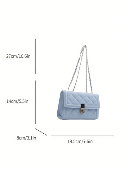 Fashion Solid Color Quilted Square Chain Shoulder Bag, Multi-Functional Evening Clutch, Lightweight New Handbag And Wallet, Suitable For Daily Commute Crossbody, Ideal Choice For Office Workers, Casua