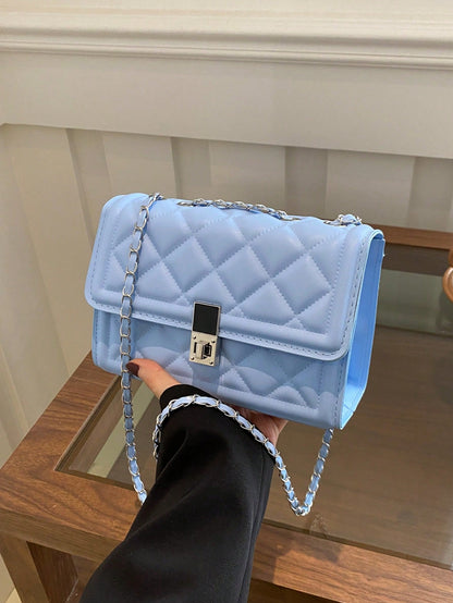 Fashion Solid Color Quilted Square Chain Shoulder Bag, Multi-Functional Evening Clutch, Lightweight New Handbag And Wallet, Suitable For Daily Commute Crossbody, Ideal Choice For Office Workers, Casua