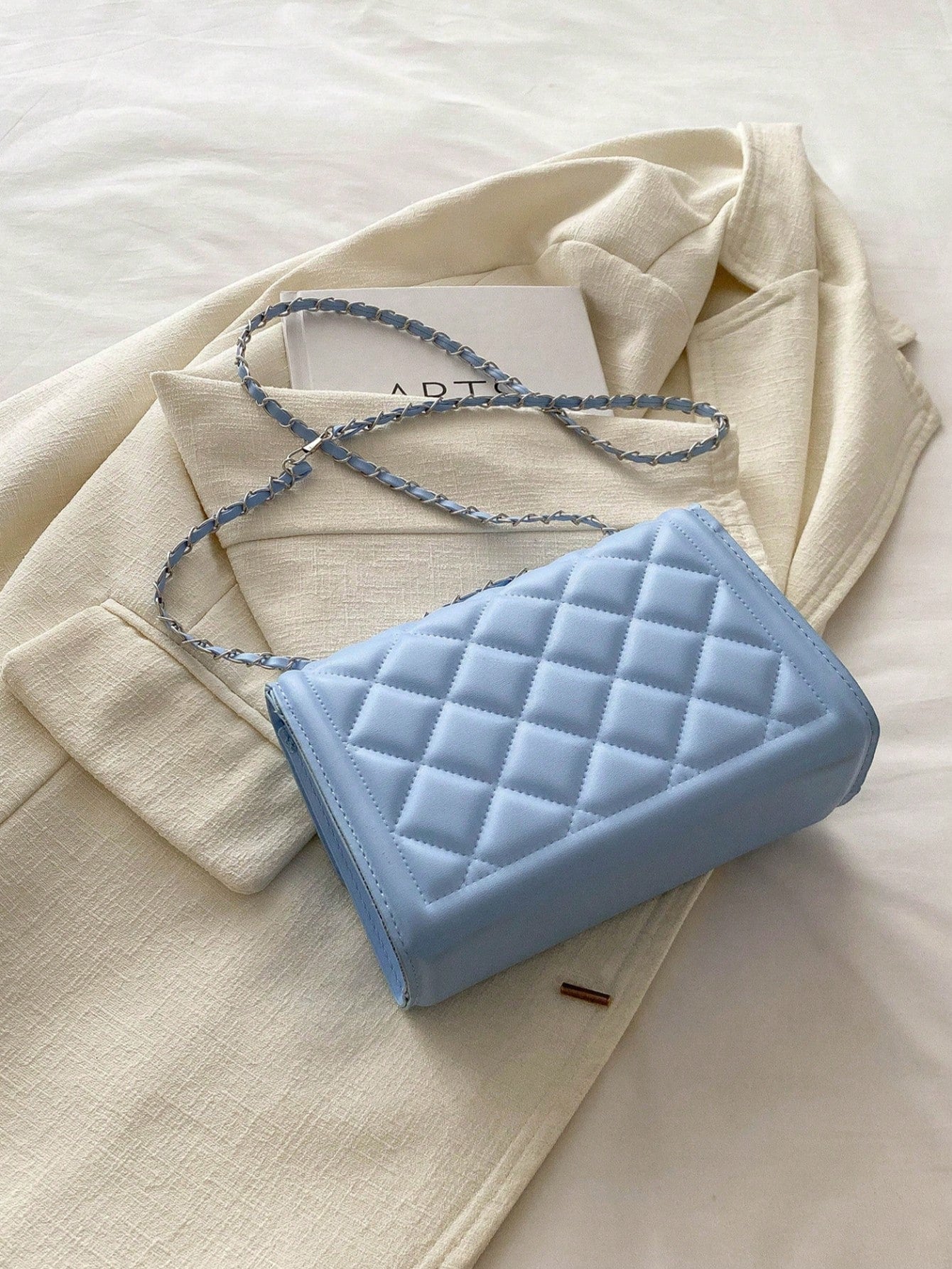 Fashion Solid Color Quilted Square Chain Shoulder Bag, Multi-Functional Evening Clutch, Lightweight New Handbag And Wallet, Suitable For Daily Commute Crossbody, Ideal Choice For Office Workers, Casua
