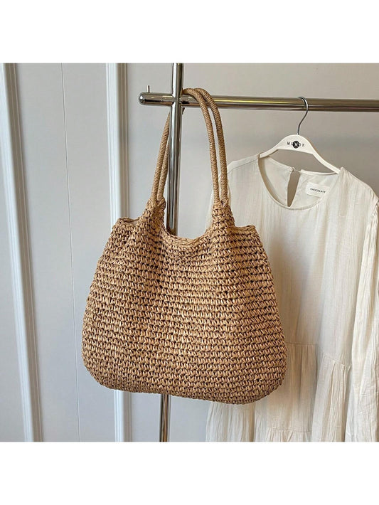 Fashion Straw Bag Large Capacity Beach Bag Summer Fashion Women's Bag Tote Shoulder Bag, Beach Bag, Summer
