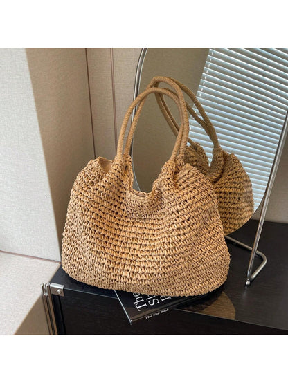 Fashion Straw Bag Large Capacity Beach Bag Summer Fashion Women's Bag Tote Shoulder Bag, Beach Bag, Summer