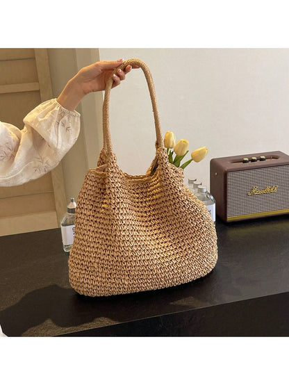Fashion Straw Bag Large Capacity Beach Bag Summer Fashion Women's Bag Tote Shoulder Bag, Beach Bag, Summer