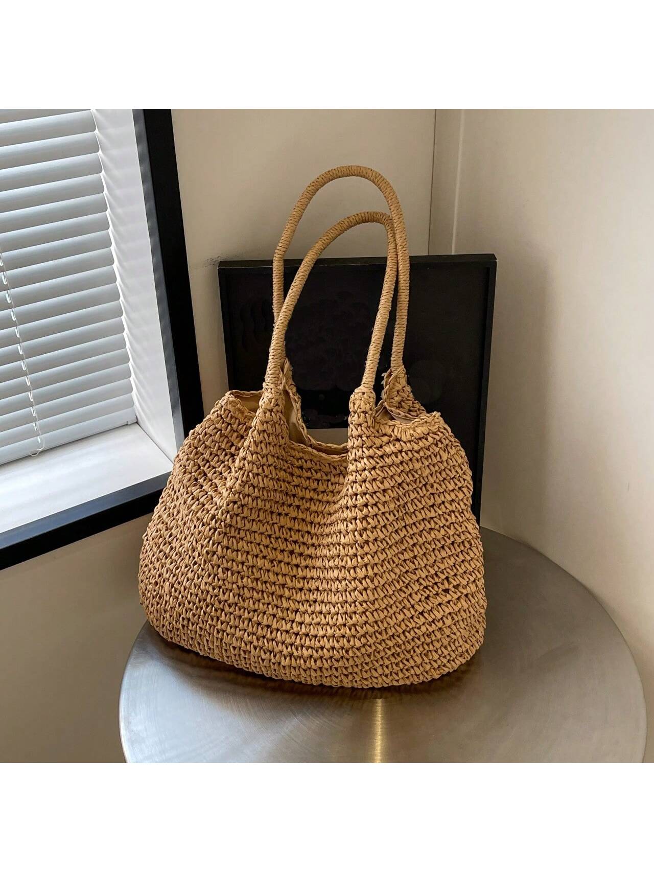Fashion Straw Bag Large Capacity Beach Bag Summer Fashion Women's Bag Tote Shoulder Bag, Beach Bag, Summer